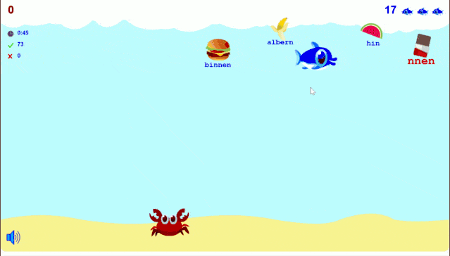 Gioco Typefish: pesci-lettera che nuotano sullo schermo