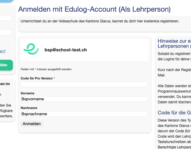 Registrazione Edulog tramite il pulsante Accedi