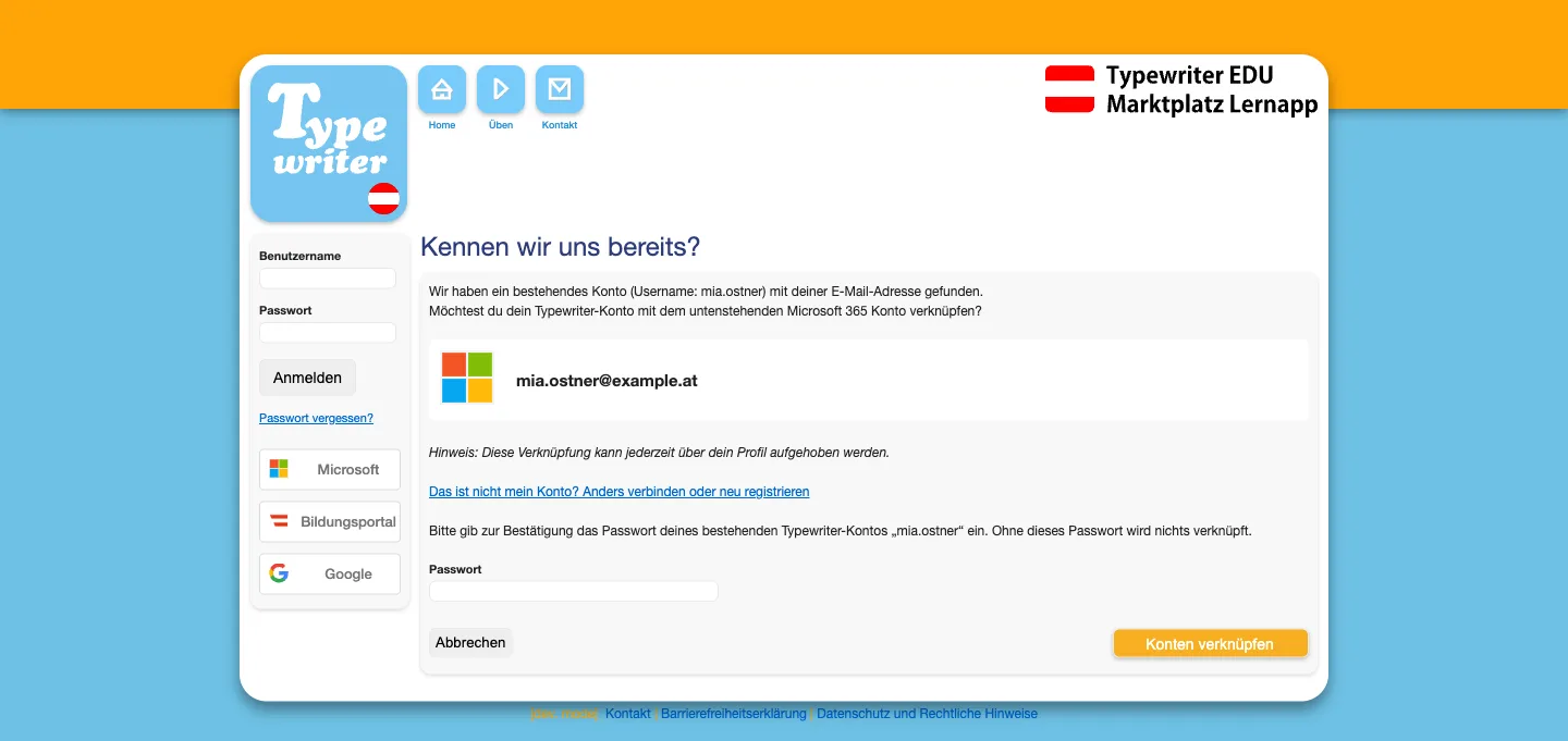 Pagina «Ci conosciamo già?» con l’account trovato, l’account Microsoft e il campo password per la conferma