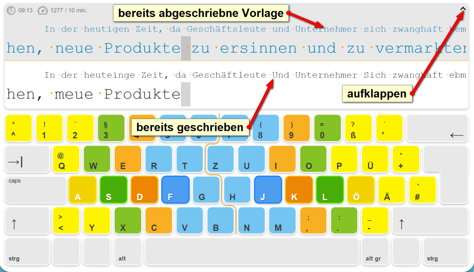 10MinutenAbschrift als Test durchführen Typewriter